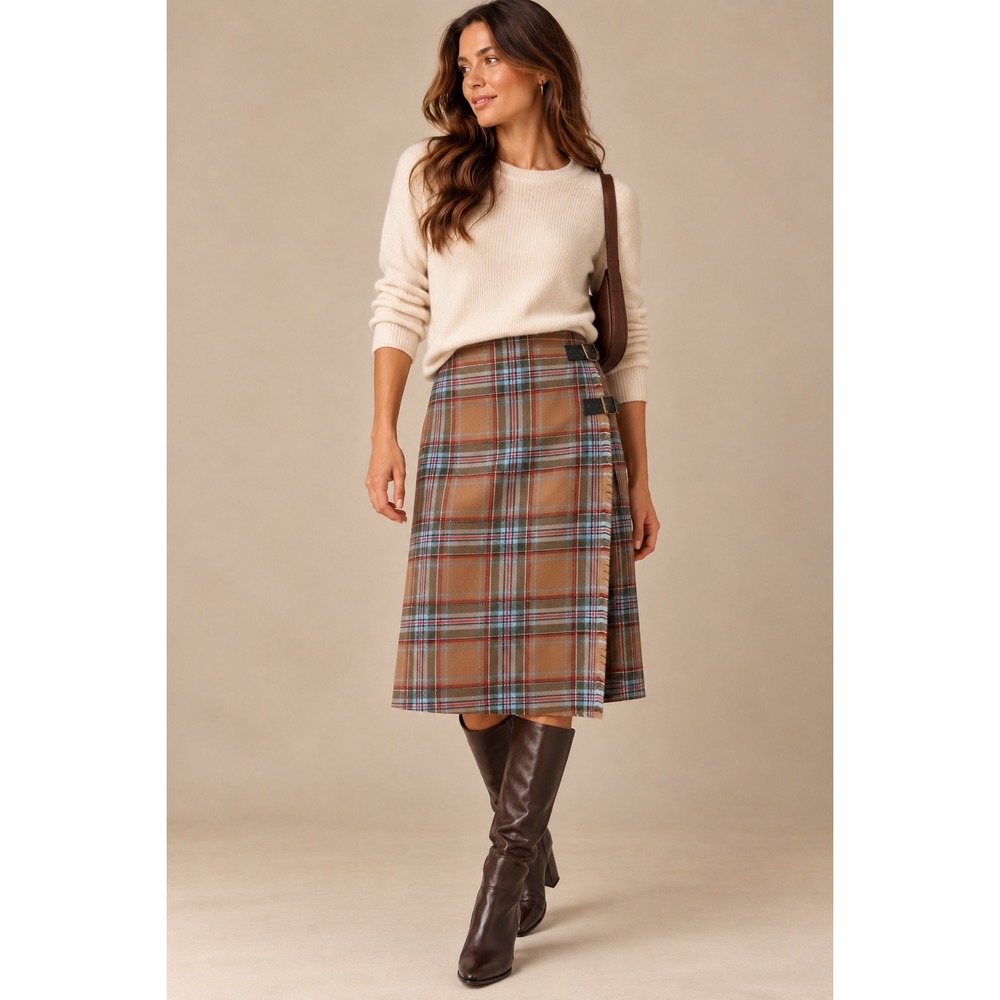 D. MacArthur of Scotland Hunting Vintage Diana Plaid Wool Kilt Skirt Size 2
